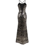 Angel-fashions Women's Spaghetti Strap Leopard Evening Dress