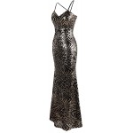 Angel-fashions Women's Spaghetti Strap Leopard Evening Dress