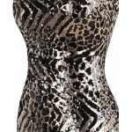 Angel-fashions Women's Spaghetti Strap Leopard Evening Dress