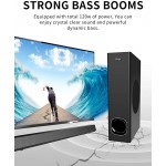 Sound Bar, TV Sound Bar with Subwoofer, 120W 2.1 Soundbar, Wired &amp; Wireless Bluetooth 5.0 Speaker for TV, 34 Inch, HDMI/Optical/Aux/USB, Wall Mountable, Bass Adjustable Surround Sound for Home Theater