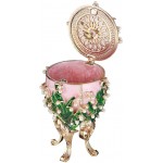 danila-souvenirs Russian Faberge Style Egg/Trinket Jewel Box/Music Box with Russian Emperor&#39;s Crown &amp; Flowers 6.3&#39;&#39; Pink