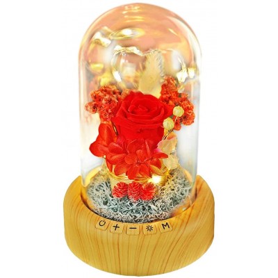 Mother's Day Red Rose Night Light - SWEETIME Real Eternal Rose in Glass Dome, Preserved Rose Flower Lamp with Bluetooth Speaker,Forever Flowers Gift for Mom, Wife, Girlfriend on Mother's Day
