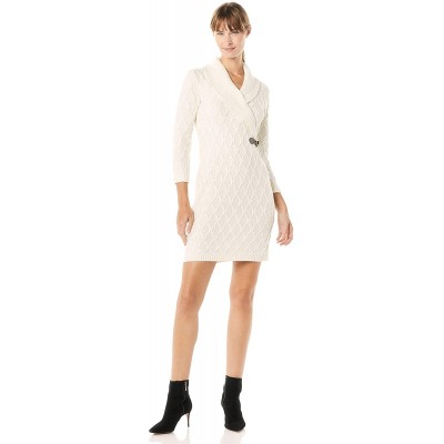 Calvin Klein Women's Long Sleeve Cross Front Sweater Dress