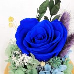 KING DOO Preserved Rose Gift for Mom Grandma Wife. Forever Eternal Blue Real Rose Present for Birthday Wedding Teachers Day Graduation