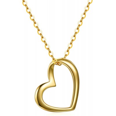 Solid 14k Gold Heart Necklace for Women, Fine Gold Love Jewelry for Wife/Mom/Girlfriend, Birthday Pesent for Her, 16+2 Inch