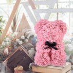 Rose Bear Hand Made Teddy Bear Rose Bear Rose Teddy Bear - Gift for Mothers Day, Valentines Day, Anniversary &amp; Bridal Showers Weddings Clear Gift Box 10in (Light Pink, 10 inches)