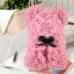 Rose Bear Hand Made Teddy Bear Rose Bear Rose Teddy Bear - Gift for Mothers Day, Valentines Day, Anniversary &amp; Bridal Showers Weddings Clear Gift Box 10in (Light Pink, 10 inches)
