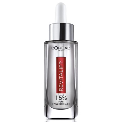 L’Oreal Paris 1.5% Pure Hyaluronic Acid Serum for Face with Vitamin C from Revitalift Derm Intensives for Dewy Looking Skin, Hydrate, Moisturize, Plump Skin, Reduce Wrinkles, Anti Aging Serum, 1.7 Oz