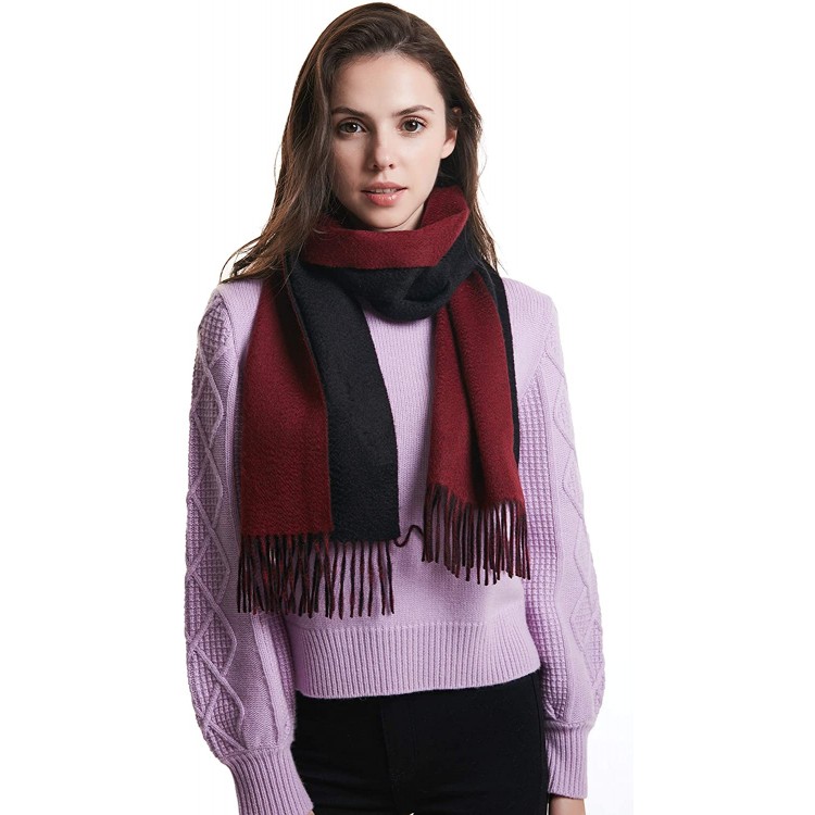 100% Cashmere Winter Scarf with Fringed Edges for Women, Warm &amp; Soft, Gift Ready, Colors Available in Solid/Plaid/Two-Tone