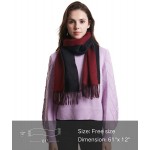 100% Cashmere Winter Scarf with Fringed Edges for Women, Warm &amp; Soft, Gift Ready, Colors Available in Solid/Plaid/Two-Tone