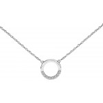 Open Circle Diamond Necklace for Women in 10k White or Yellow Gold 1/10ct (I-J, I3), 17 inch, by Keepsake