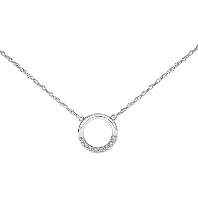 Open Circle Diamond Necklace for Women in 10k White or Yellow Gold 1/10ct (I-J, I3), 17 inch, by Keepsake