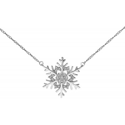 Diamond Snowflake Necklace Winter Snow Holiday in 10K White Gold, 10K Yellow Gold and 925 Sterling Silver, 1/10ct (I-J Color, I3 Clarity), 17 inch, by Keepsake