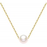 14K Solid Gold Pearl Necklace for Women, Real Freshwater Cultured Pearl Pendant Necklace 7.5mm Dainty Single Pearl Choker Adjustable Necklaces Fine Jewelry Gift for Her, Mom, Wife 16&#34;-18&#34;