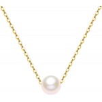 14K Solid Gold Pearl Necklace for Women, Real Freshwater Cultured Pearl Pendant Necklace 7.5mm Dainty Single Pearl Choker Adjustable Necklaces Fine Jewelry Gift for Her, Mom, Wife 16&#34;-18&#34;