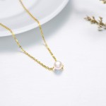 14K Solid Gold Pearl Necklace for Women, Real Freshwater Cultured Pearl Pendant Necklace 7.5mm Dainty Single Pearl Choker Adjustable Necklaces Fine Jewelry Gift for Her, Mom, Wife 16&#34;-18&#34;