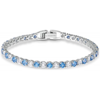 SWAROVSKI Women's Sparkling Dance Necklace, Earrings & Tennis Bracelet, White & Blue Crystal Jewelry Collection