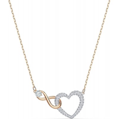 SWAROVSKI Women&#39;s Infinity Heart Jewelry Collections, Rose Gold Tone &amp; Rhodium Finish, Clear Crystals