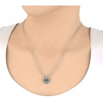 1/2 Carat Blue Diamond &amp; White Diamond Heart Pendant Necklace in 925 Sterling Silver