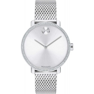 Movado Women&#39;s Bold Shimmer Swiss Quartz Watch with Stainless Steel Strap, Silver, 15 (Model: 3600655)