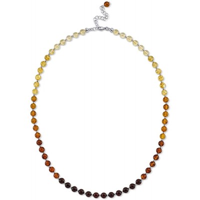 Peora Genuine Baltic Amber Tennis Necklace for Women, Multicolor 6mm Beads, 19 inches length with 2.5 inch Extender