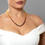 Peora Genuine Baltic Amber Tennis Necklace for Women, Multicolor 6mm Beads, 19 inches length with 2.5 inch Extender