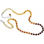 Peora Genuine Baltic Amber Tennis Necklace for Women, Multicolor 6mm Beads, 19 inches length with 2.5 inch Extender