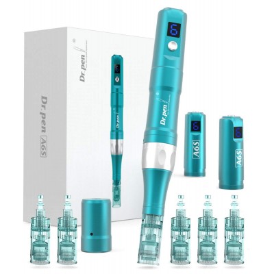 Dr. Pen Ultima A6S Professional Microneedling Pen - Wireless Derma Auto Pen - Best Skin Care Tool Kit for Face and Body - 6 Cartridges (16-pin x3pcs, 36-pin x3pcs)
