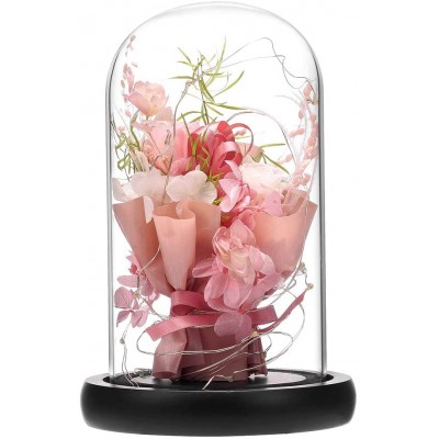 ANLUNOB Preserved Fresh Flower with LED Light - Handmade Rose Mother Day - Forever Rose Gift in Glass Dome - Valentine`s Day