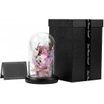 ANLUNOB Preserved Fresh Flower with LED Light - Handmade Rose Mother Day - Forever Rose Gift in Glass Dome - Valentine`s Day
