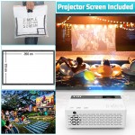TMY Projector 7500 Lumens with 100 Inch Projector Screen, 1080P Full HD Supported Video Projector, Mini Movie Projector Compatible with TV Stick HDMI VGA USB TF AV, for Home Cinema &amp; Outdoor Movies.