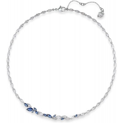 SWAROVSKI Women's Louison Jewelry Collection, Rhodium Finish, Blue Crystals, Clear Crystals