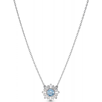 SWAROVSKI Women's Sunshine Jewelry Collection, Rhodium Finish, Blue Crystals, Clear Crystals