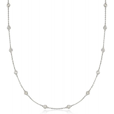Ross-Simons 1.00 ct. t.w. Bezel-Set Diamond Station Necklace in Sterling Silver