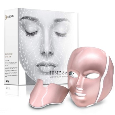 LED Skin Mask-CE Cleared Pro 7 LED Skin Care Mask for Face and Neck Skin Rejuvenation Light Therapy Facial Care Mask and Optical Cosmetic Mask Portable for Home and Travel Use…