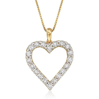 Ross-Simons 0.30 ct. t.w. Diamond Heart Pendant Necklace in 18kt Gold Over Sterling