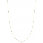 GELIN 14k Solid Gold Station Pearl Pendant Chain Necklace for Women, 18 Inch