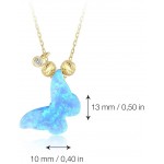 GELIN 14k Solid Gold Opal Butterfly with Genuine Diamond Chain Necklace - Opal Jewelry for Women