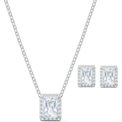SWAROVSKI Women's Angelic Jewelry Collection, Rhodium Finish, Blue Crystals, Clear Crystals