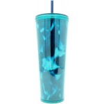 Starbucks Teal Turquoise Green Blue Wave Tumbler Traveler Cold Cup 24oz Venti
