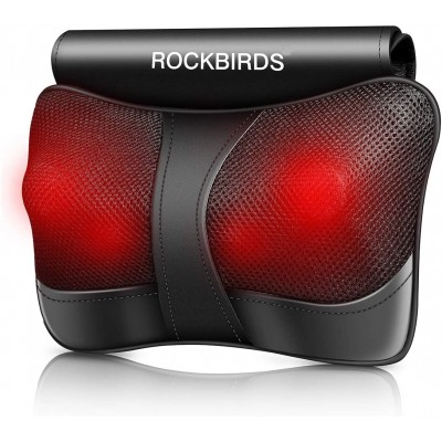 Back Massager with Heat- ROCKBIRDS Deep Tissue Kneading Shiatsu Neck Massager for Shoulder, Lower Back, Leg, Foot, Ideal Christmas Birthday Gifts for Dad/Women /Father/Mother (Black)