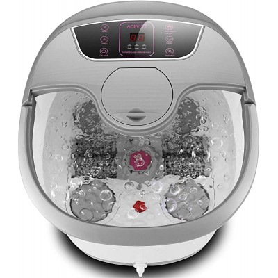 Motorized Foot Spa Bath Massager with Massage Rollers and Balls for Health and Cleaning, Feet Bath Tub with Heat and Bubbles, Temp+/-, Timer, and Modes Control, Rotating Pedicure Stone