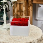 puto Real Rose That Last a Year Eternal Rose in a Box 16 Infinity Rose (Red, White Square Box)