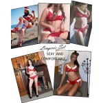 ADOME Women Christmas Lingerie Set with Garter Belt Santa Red Babydolls Lace Bra and Panty S-XXL