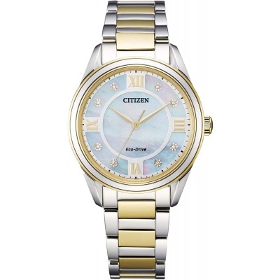 Ladies&#39; Citizen Eco-Drive Arezzo Diamond Two-Tone Watch EM0874-57D