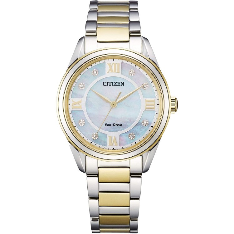 Ladies&#39; Citizen Eco-Drive Arezzo Diamond Two-Tone Watch EM0874-57D