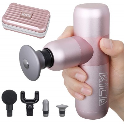 Portable Mini Massage Gun Deep Tissue Massage Gun-KICA K2 Electric Percussion Muscle Gun Massager Pain Relief Muscle Recover Metal Solid Grip Muscle Awake Fascial Relax Deep Massage Therapy Mode-Pink…