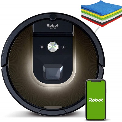 iRobot - Roomba 981 Wi-Fi Connected Mapping Robot Vacuum - Compatible with Alexa, Ideal for Pet Hair, Carpets, Hard Floors - Gray - iPuzzle 6 Colors Microfiber Cleaning Cloths