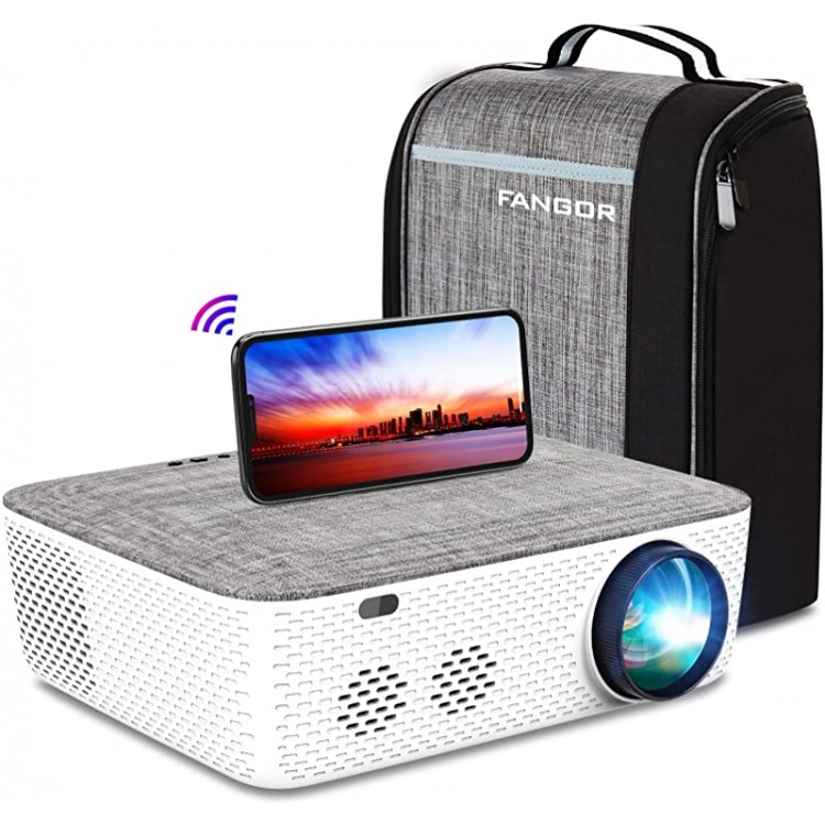 5G WiFi Projector 4K Supported - FANGOR 8500L Native 1080P Projector Bluetooth Outdoor Movie Projector / Full Sealed Design/Digital Keystone/300” Display/50% Zoom, for Phone/PC/DVD/TV/PS4