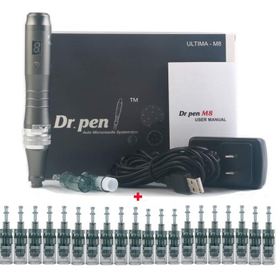 Dr. Pen Ultima M8 - Skin Care Tool Kit for Face and Body - 22 Cartridges (16pins x12+ 36pins x10)